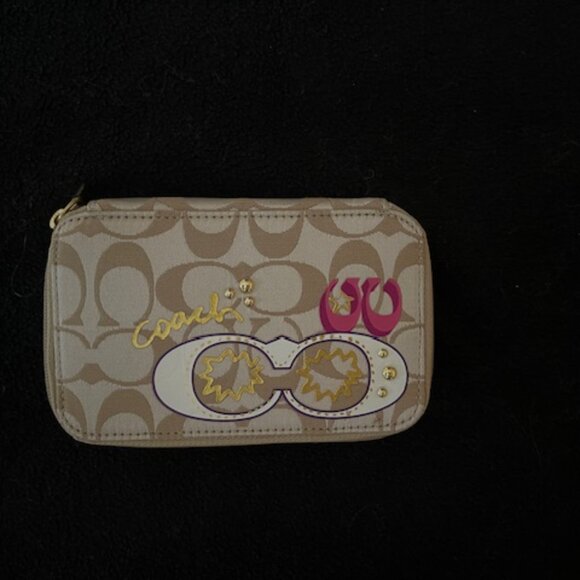 Coach Vintage Poppy Travel Jewelry Box Signature Satin Silk - Picture 6 of 6